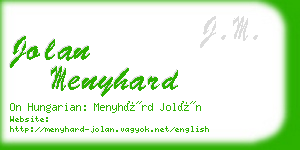 jolan menyhard business card